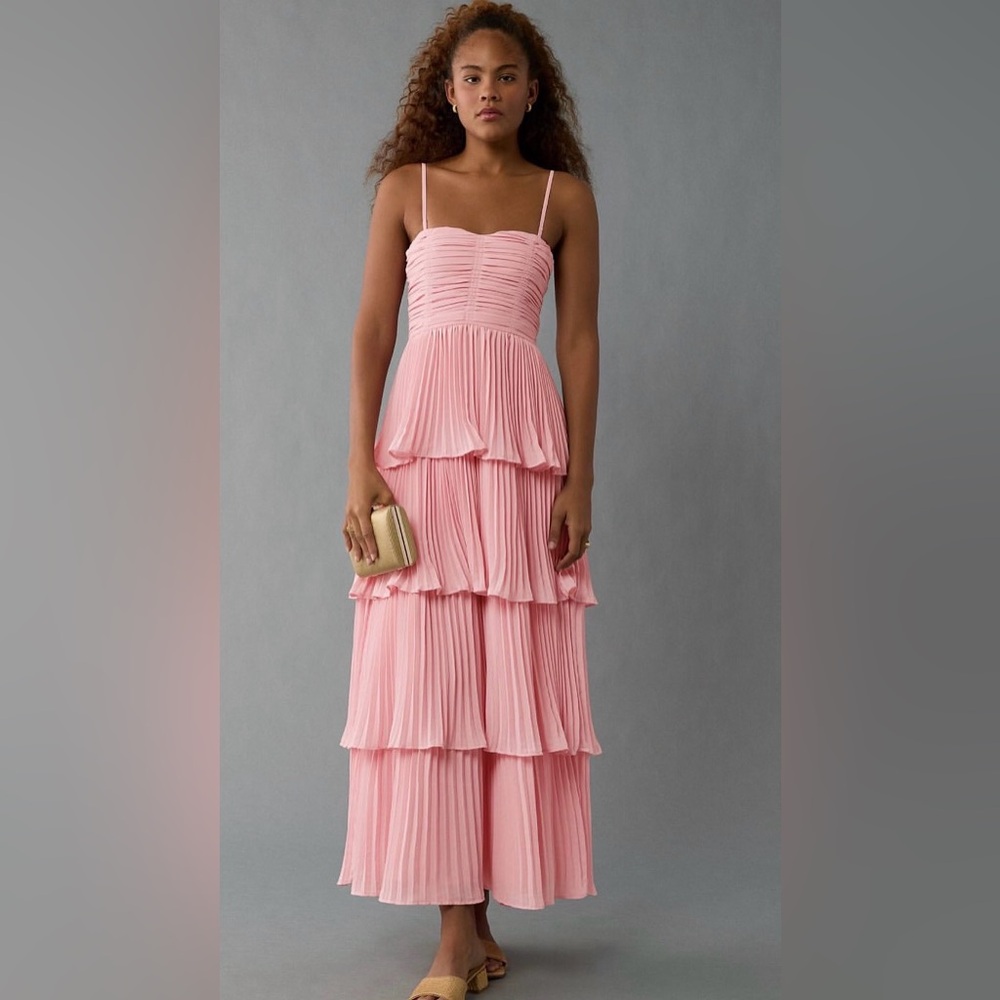 American Eagle Outfitters Light Pink Tiered Backless Dress XS
